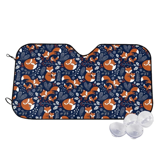 Kdxio Cute Foxes Print Windshield Sun Shade,UV Rays and Sun Heat Protection,Sunshade for Car Windshield,Car Shade Front Windshield - Medium