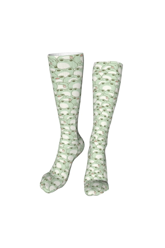 Cute Frog Funny Silky Novelty Funky Long Knee High Socks Soft 3D Print Cosplay Crazy Stockings for Men Women