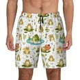 thumbnail image 1 of Kdxio Cute Frog Print Men's Swim Trunks with Compression Liner 7 Inch Inseam Quick Dry Swim Shorts, 1 of 5