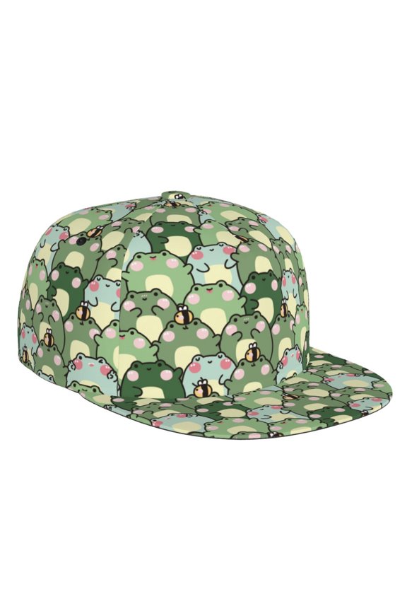 Cute Frog Print Snapback Hat for Men Women,Adjustable Baseball Cap
