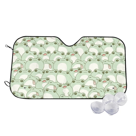 Kdxio Cute Frog Print Windshield Sun Shade,UV Rays and Sun Heat Protection,Sunshade for Car Windshield,Car Shade Front Windshield - Small
