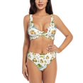 thumbnail image 1 of Kdxio Cute Frog Print Women's 2 Piece High Waisted Wrap Spaghetti Strap Summer Swimsuit Bikini Set-Medium, 1 of 5