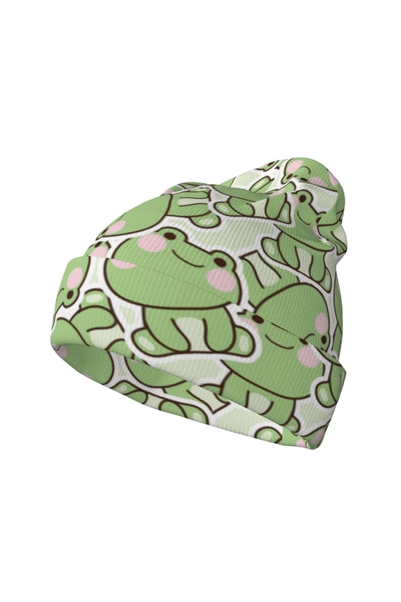 Cute Frog Winter Beanie for Men Women Beanie Knit Hat Cuffed Cap Beanie Knit Chunky Snow Cap