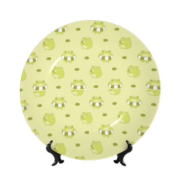 Kdxio Cute Frog3 Bone China Decorative Plate Ceramic Decorative Plate for Home Office Wall Stand Decorative Plates for Home Bedroom-10in