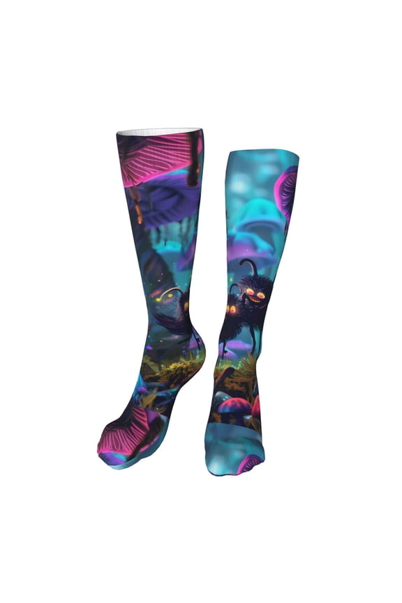 Cute Fuzzy Fantasy Creatures Funny Silky Novelty Funky Long Knee High Socks Soft 3D Print Cosplay Crazy Stockings for Men Women