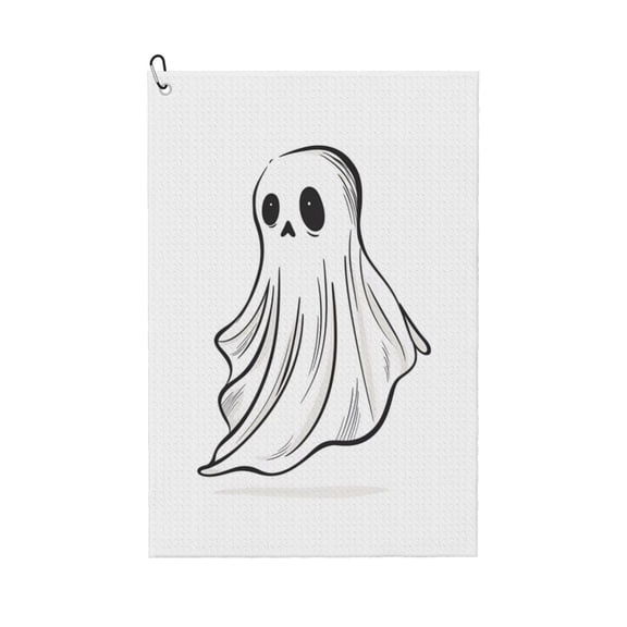 Kdxio Cute Ghost Simple Drawing Pattern Golf Towel (24" X 16") with Carabiner Clip - The Convenient Golf Cleaning Towel