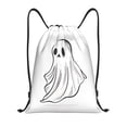 thumbnail image 1 of Kdxio Cute Ghost Simple Drawing Print Drawstring Backpack Bag,Waterproof Draw String Back Sack, Gym Drawstring Bags Swim Bag For Unisex, 1 of 5