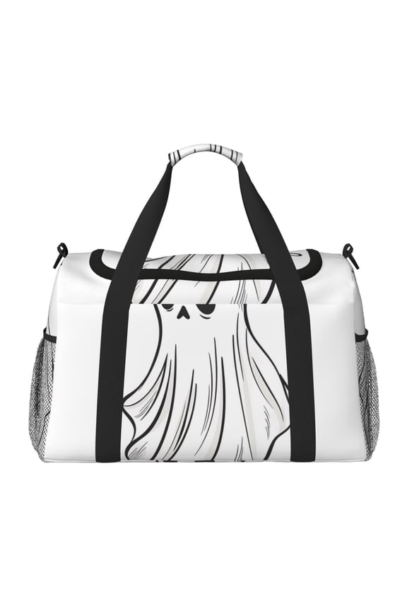 Cute Ghost Simple Drawing Travel Duffel Bag Gym Bag Weekender Travel Bag Gym Bag for Women &Men Airplane Travel Essentials for Flying