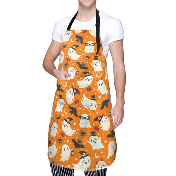 Kdxio Cute Ghosts Apron with Pockets Adjustable Kitchen Aprons for Men Women Waterproof Aprons for Cooking,Drawing,Crafting, Baking Household Cleaning