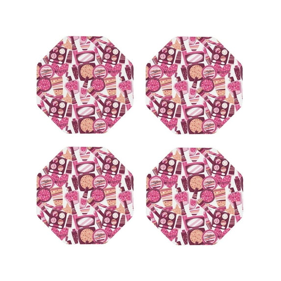 Kdxio Cute Girl Funny Coasters,4 Pcs Leather Coasters,Housewarming Gifts,Protect Furniture from Water Marks Scratch and Damage