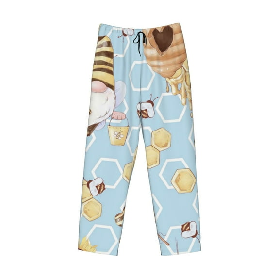 Kdxio Cute Gnome Bee Collects Honey Print Men's Sleep Pajama Pant Lounge Pants with Pockets