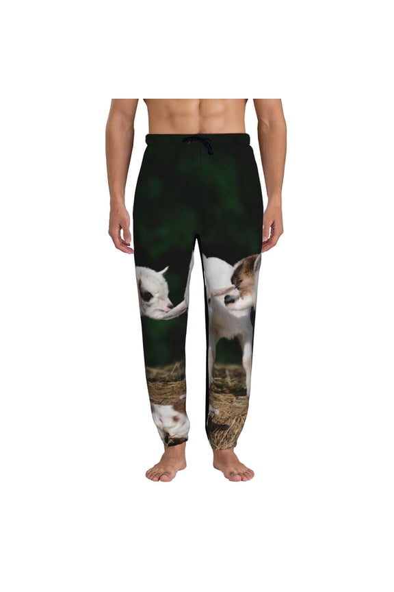 Cute Goat Baby Pattern Joggers,Sweatpants for Men with Pockets-Large