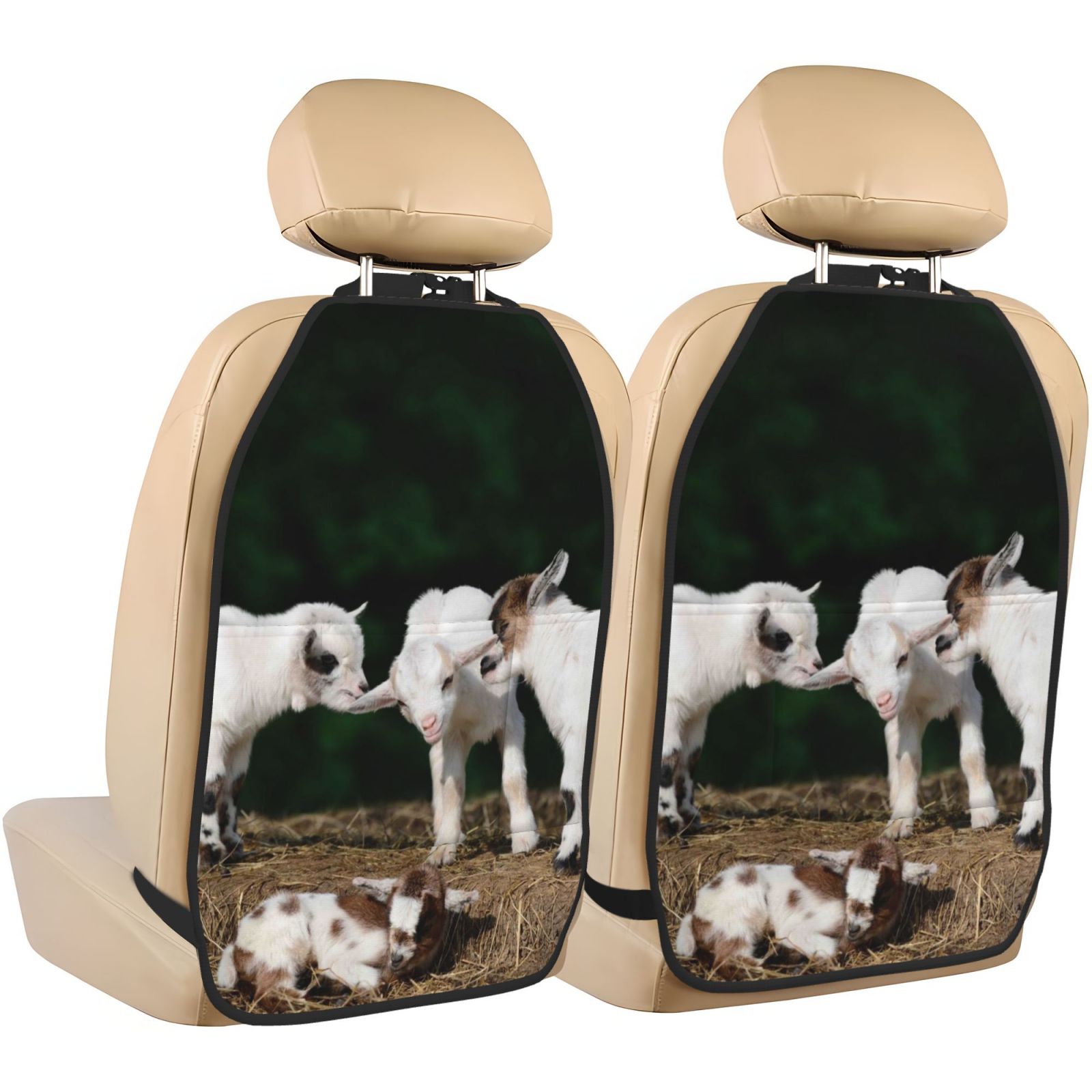 Kdxio Cute Goat Baby Print 2 Pack Car Kick Mat Seat Cover Back Protector Mat with Pockets for Organizer Backseat Protector and Storage Anti Kick Pad for Vehicles