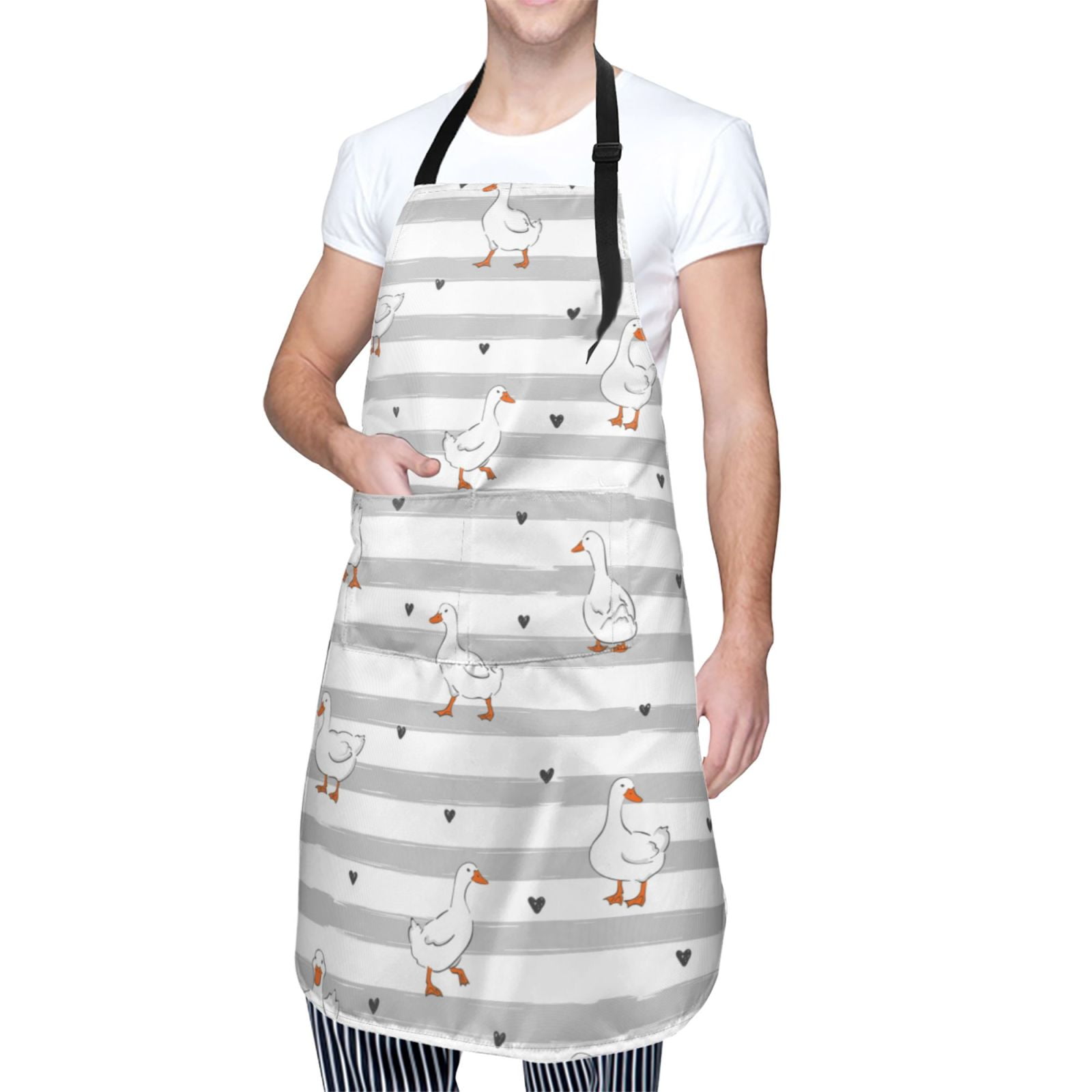 Kdxio Cute Goose Apron with Pockets Adjustable Kitchen Aprons for Men Women Waterproof Aprons for Cooking,Drawing,Crafting, Baking Household Cleaning