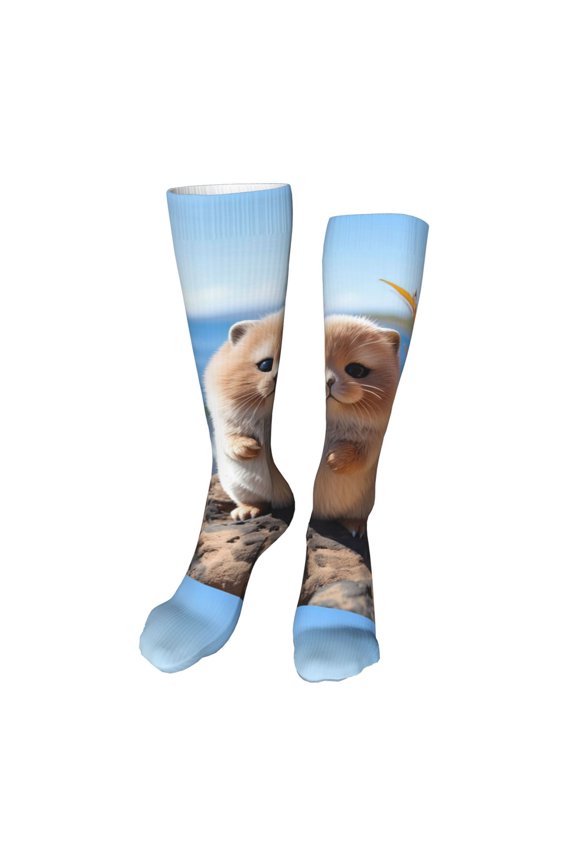 Cute Guinea Pig Sea Funny Silky Novelty Funky Long Knee High Socks Soft 3D Print Cosplay Crazy Stockings for Men Women