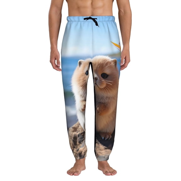 Kdxio Cute Guinea Pig Sea Pattern Joggers,Sweatpants for Men with Pockets-Large