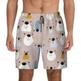 thumbnail image 1 of Kdxio Cute Hand Drawn Bear Print Men's Swim Trunks with Compression Liner 7 Inch Inseam Quick Dry Swim Shorts, 1 of 7