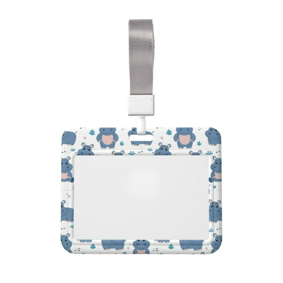 Kdxio Cute Hippos Card Badge Holder Work Badge Sleeve for Office, School, Factory, ID Credit Cards, Driver Licenses and Passes