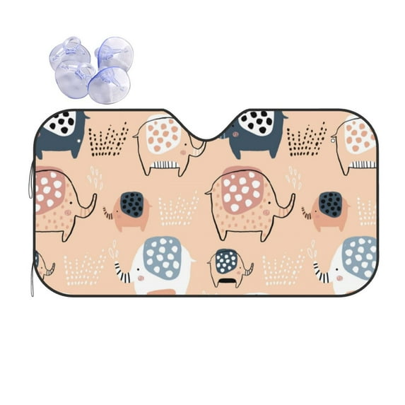 Kdxio Cute Ink Drawn Elephants Print Front Windshield Sun Shade,Folding Auto Sunshade for Car Truck SUV-Medium