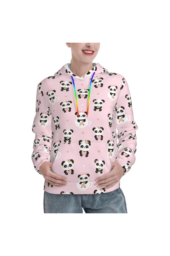 Cute Kawaii Panda Print Womens Oversized Hoodies Sweatshirts Hooded Pullover Tops Sweaters Casual-Medium