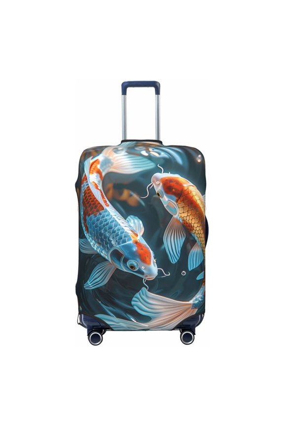 Cute Koi Fish Serenity Pattern Luggage Cover for Travel,Elastic and Durable,Fits 18-32 Inch,Anti-Scratch Suitcase Protector-No luggage included
