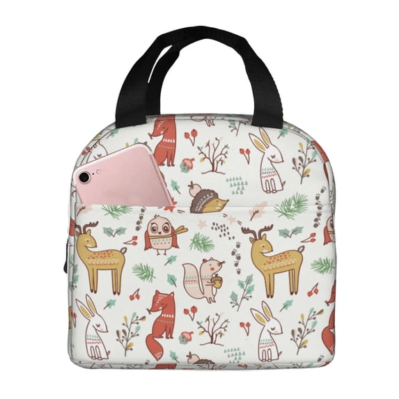 Kdxio Cute Little Animals Print Insulated Lunch Bag,Reusable Tote Lunch Box for Women Men,Leakproof Cooler Lunch Bags for Work Office Travel Picnic