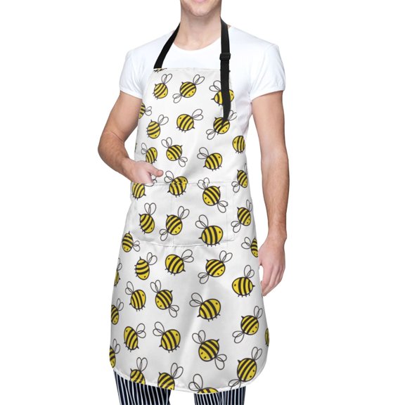 Kdxio Cute Little Bee Apron with Pockets Adjustable Kitchen Aprons for Men Women Waterproof Aprons for Cooking,Drawing,Crafting, Baking Household Cleaning