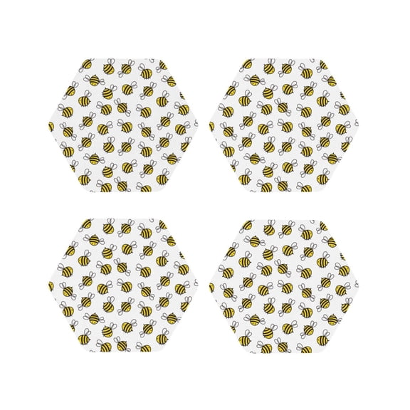 Kdxio Cute Little Bee Funny Coasters,4 Pcs Leather Coasters,Housewarming Gifts,Protect Furniture from Water Marks Scratch and Damage
