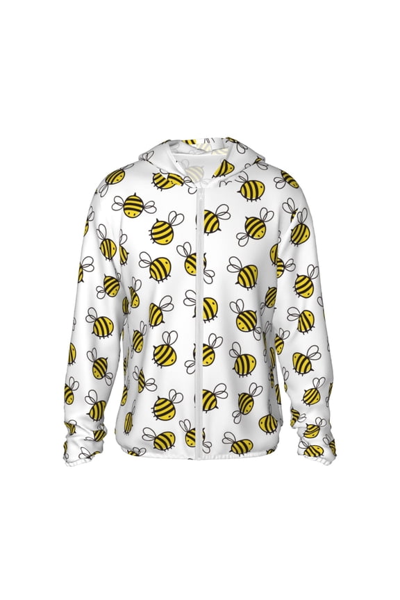 Cute Little Bee Print Women Men Sun Protection UPF 50+ Jackets Zip Up Long Sleeve Hoodie Hiking Lightweight with Pockets