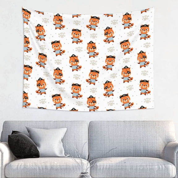 Kdxio Cute Little Pirate Red Panda Wall Hanging Tapestries Banner For Bedroom College Dorm Home Living Room Party Decor 29X37 In