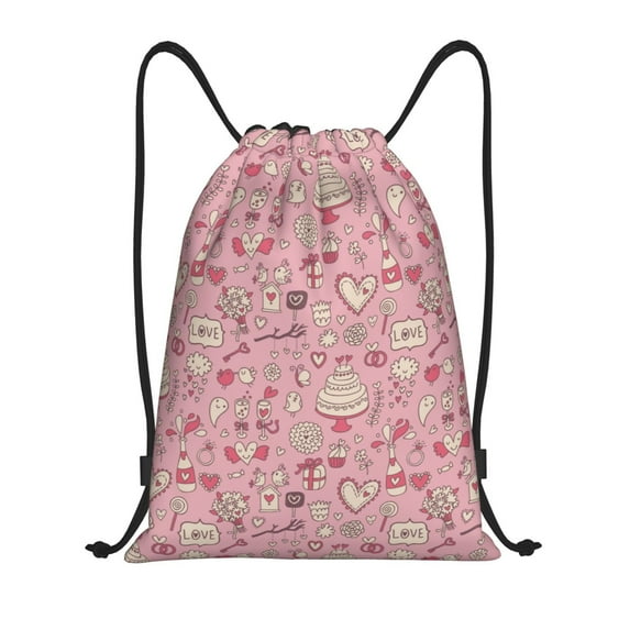 Kdxio Cute Love Print Drawstring Backpack Bag,Waterproof Draw String Back Sack, Gym Drawstring Bags Swim Bag For Unisex