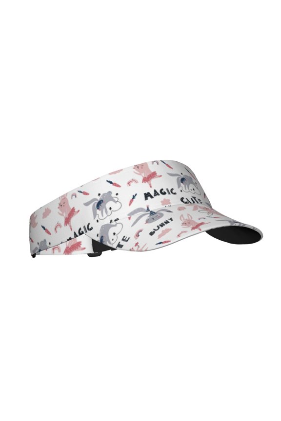 Cute Magic Bunny Print Sun Visor Hat Golf Visor Adjustable Velcro Outdoor Sports Cap for Men Women