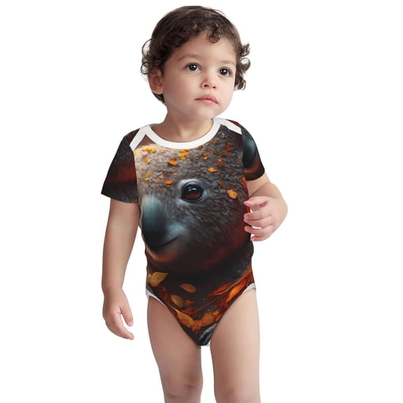 Kdxio Cute Maple Leaf Koala Pattern Unisex Baby Cotton Short Sleeve Bodysuits-6 Months