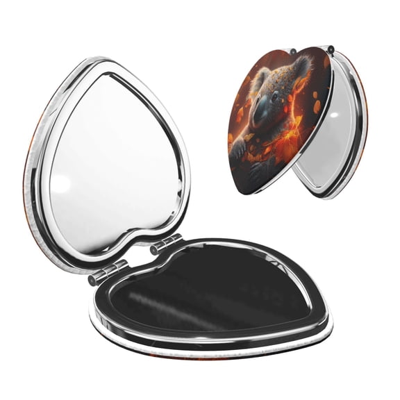 Kdxio Cute Maple Leaf Koala Pocket Mirror, 1X/2X Travel Makeup Mirror 2-Sided Folding Small Mirror Portable Double-Sided Magnifying Cosmetic Mirror for Gift-Heart Shape