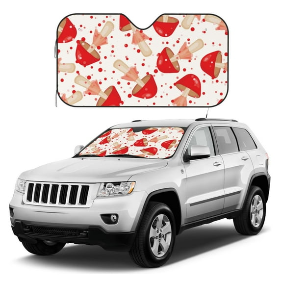Kdxio Cute Mushroom Print Windshield Sun Shade, Foldable Sun Blocker for Car,Truck,SUV Automotive Interior Sun Protection,Reflective Shade for Front Windshield(Small)