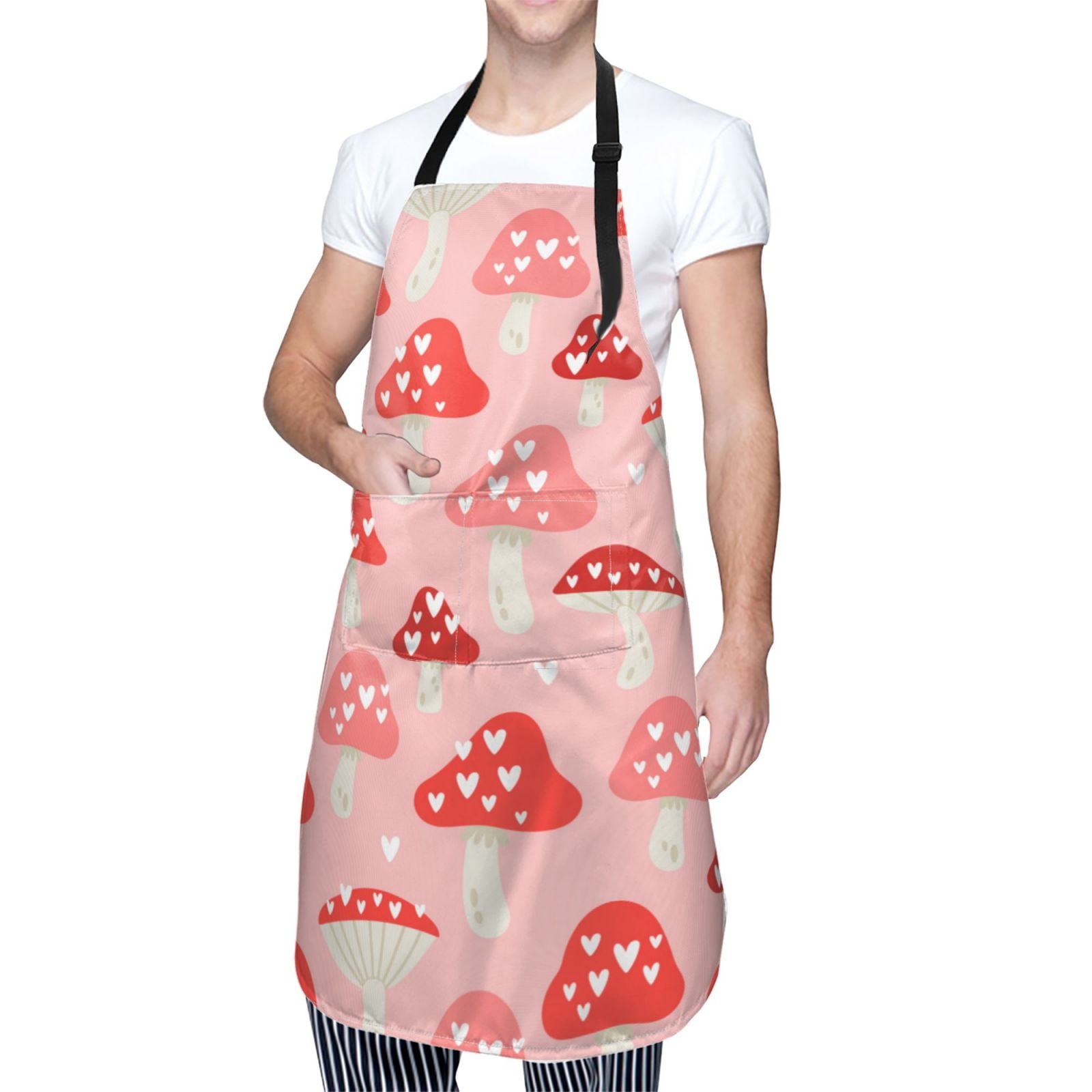 Kdxio Cute Mushroom1 Apron with Pockets Adjustable Kitchen Aprons for Men Women Waterproof Aprons for Cooking,Drawing,Crafting, Baking Household Cleaning
