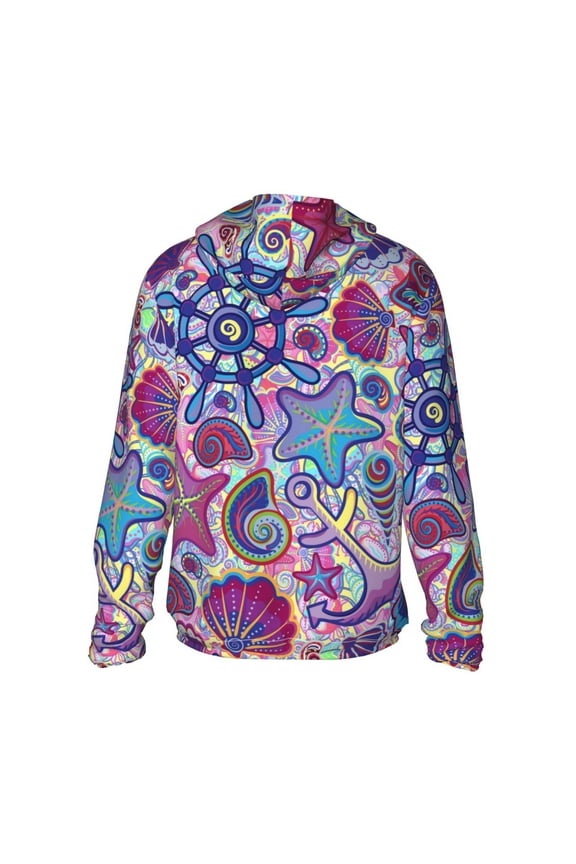 Cute Nautical Print Women Men Sun Protection UPF 50+ Jackets Zip Up Long Sleeve Hoodie Hiking Lightweight with Pockets