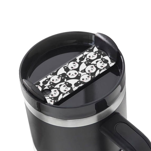 Kdxio Cute Panda (3) Name Plate Compatible Stanley Cups Name Tag Acrylic Nameplate Tumbler Lid Topper for Cup Accessories