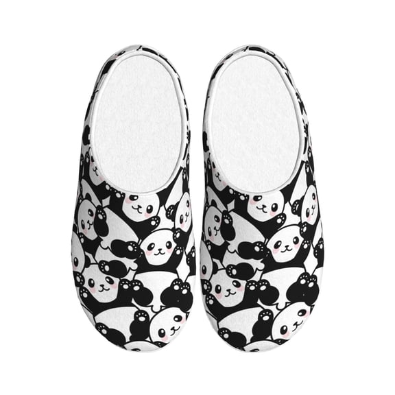 Kdxio Seamless Pattern Cute Panda Women's Men's Slippers Plush Slip-On House Slipper for Winter Indoor Soft Cushion Non-slip Fluffy Slides Slippers-8