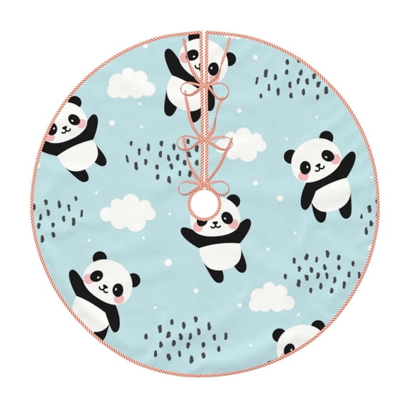Kdxio Cute Panda Bear Print Christmas Tree Skirt Christmas Xmas Tree Skirts Mat for New Year Holiday Christmas Party Decorations-30"