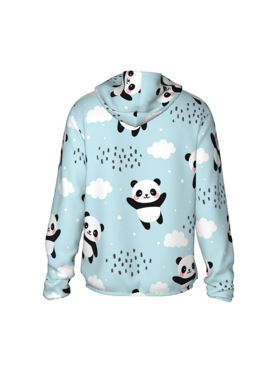Cute Panda Bear Print Women Men Sun Protection UPF 50+ Jackets Zip Up Long Sleeve Hoodie Hiking Lightweight with Pockets