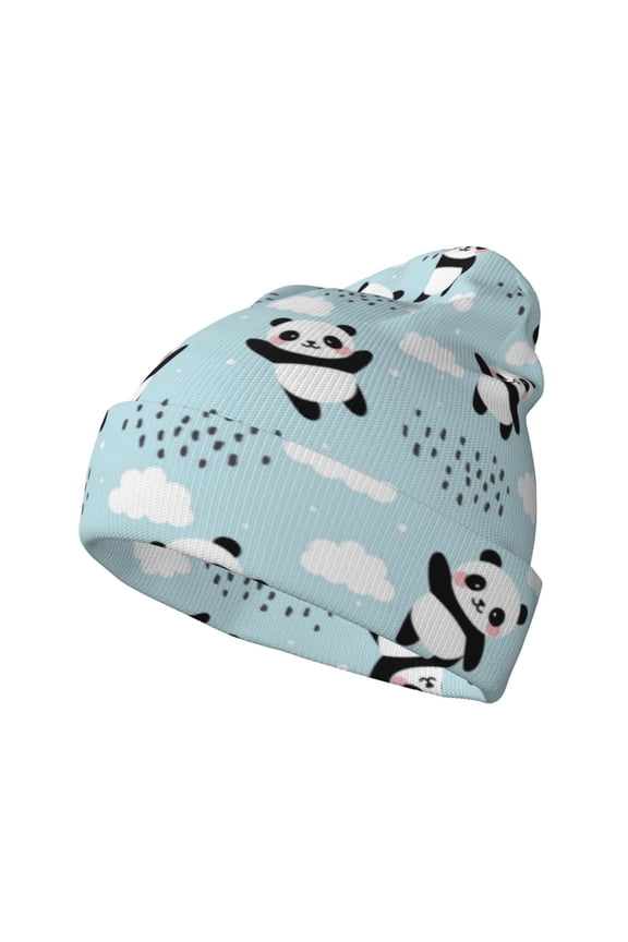 Cute Panda Bear Winter Beanie for Men Women Beanie Knit Hat Cuffed Cap Beanie Knit Chunky Snow Cap