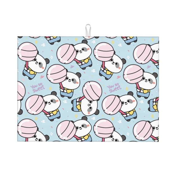Kdxio Cute Panda Bear for Dish Drying Mat,24*18 inch Absorbent Dish Drainer Kitchen Counter,Large Size Dish Drying Pad for Countertops,Draining Racks