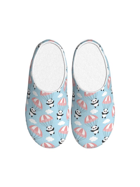 Cute Panda Flying in the Sky Women's Men's Slippers Plush Slip-On House Slipper for Winter Indoor Soft Cushion Non-slip Fluffy Slides Slippers-8