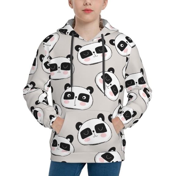 Kdxio Cute Panda Pattern Boys Athletic Unisex Boys Girls Hoodie with Pocket Sweatshirts-X-Large