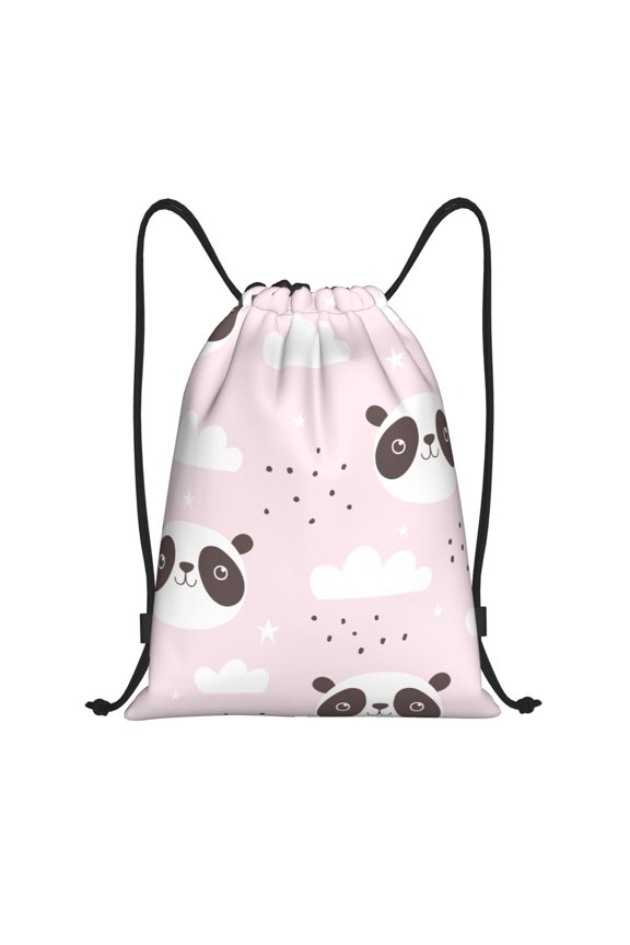 Cute Panda Print Drawstring Backpack Bag,Waterproof Draw String Back Sack, Gym Drawstring Bags Swim Bag For Unisex