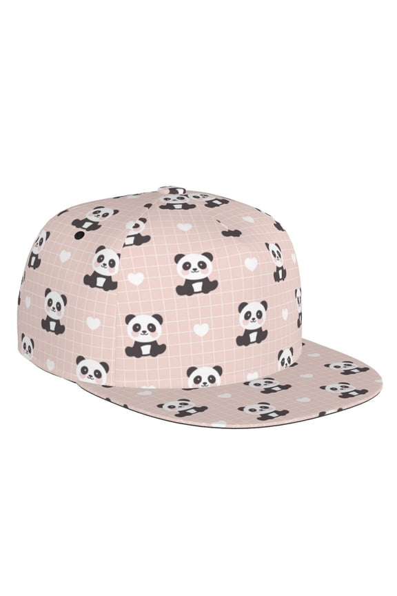 Cute Panda Print Snapback Hat for Men Women,Adjustable Baseball Cap