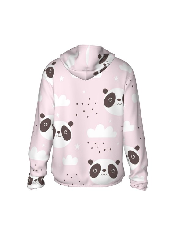 Cute Panda Print Women Men Sun Protection UPF 50+ Jackets Zip Up Long Sleeve Hoodie Hiking Lightweight with Pockets