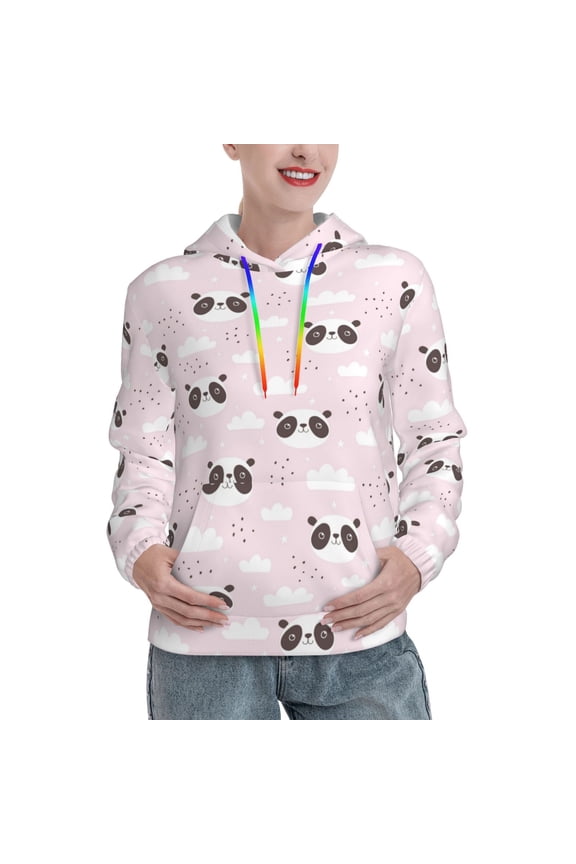 Cute Panda Print Womens Oversized Hoodies Sweatshirts Hooded Pullover Tops Sweaters Casual-Medium