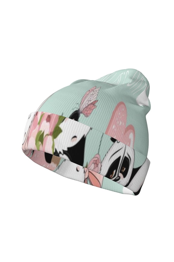 Cute Panda Winter Beanie for Men Women Beanie Knit Hat Cuffed Cap Beanie Knit Chunky Snow Cap